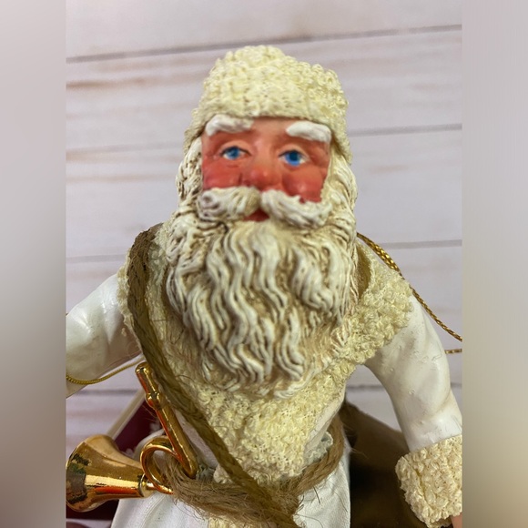 1992 Possible Dreams Clothtique Santa Ornament Holding Bottle Brush Tree W/BOX - Picture 6 of 11